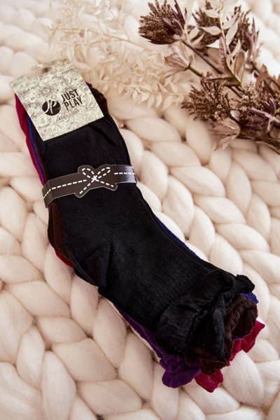 Dámské hladké ponožky s volánkem 5-balení vícebarevné