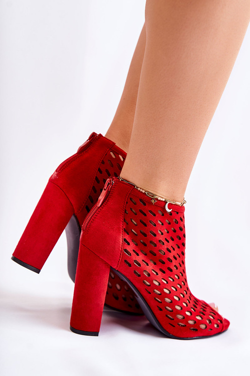 Prolamované semišové boty Červené Jenissa