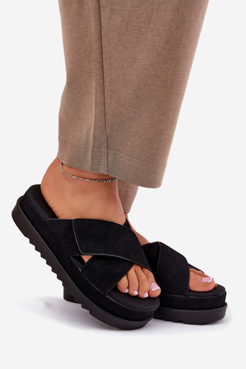 Dámské sandály na platformě s proplétanými pásky černé Rinasara