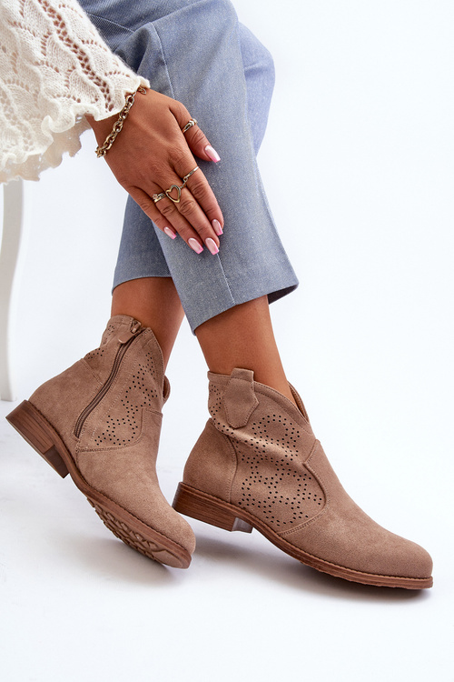 Dámské Průsvitné Botky Na Ploché Podrážce Beige S.Barski HY66-151