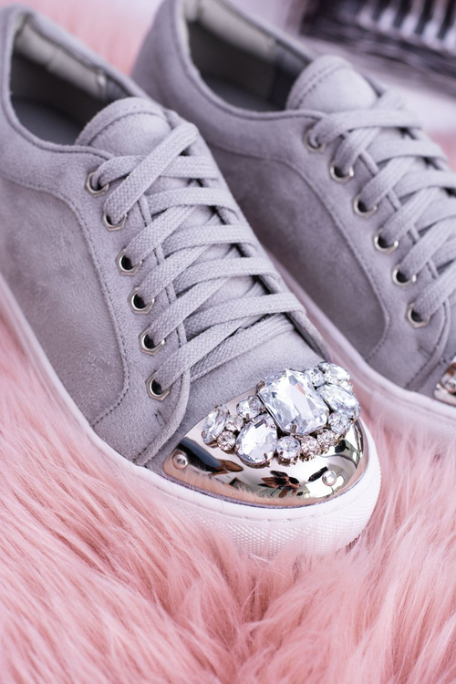 Šedé tenisky Lu Boo s lesklými krystaly