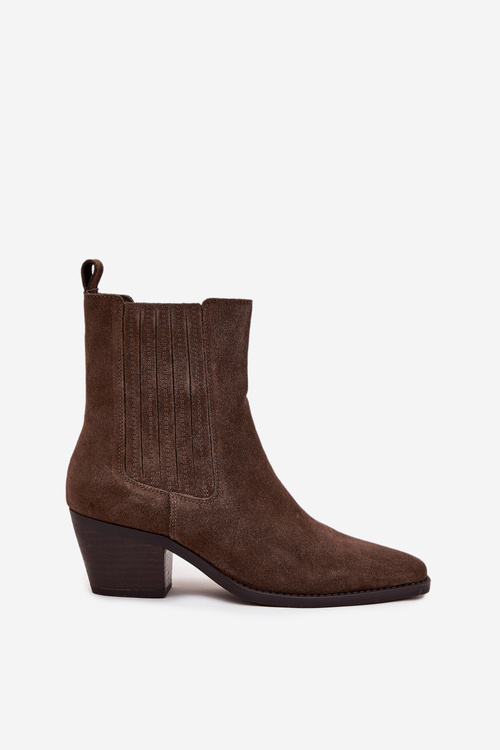 Dámské Zamszové Botky Na Podpatku Zateplené Khaki Arelia