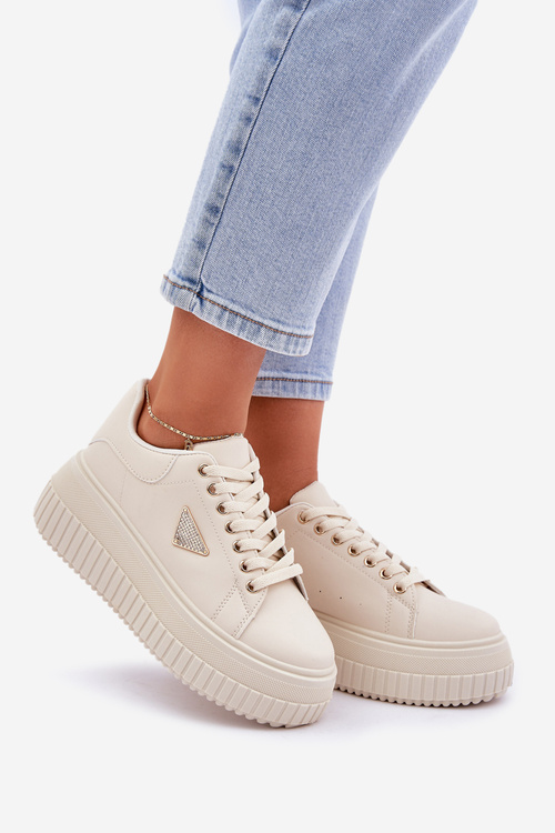Stylové tenisky na masivní platformě světle béžové Vallexia