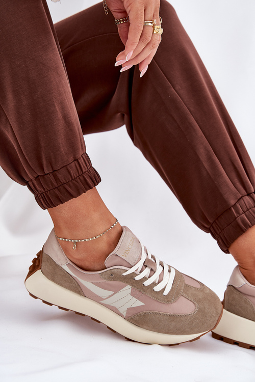 Dámské Sportovní Boty Z Semiše Na Platformě Vinceza 66720 Béžové