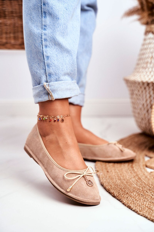 Ženské baleríny lu boo beige lawla semiš