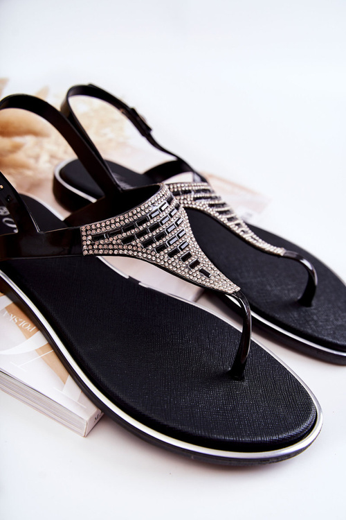 Dámske gule flip -flops s dekoráciami čierna Atlanta