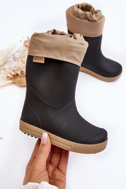 Dětské Holínky S Podšívkou Snow Wave Gokids 981 Černo-Beige