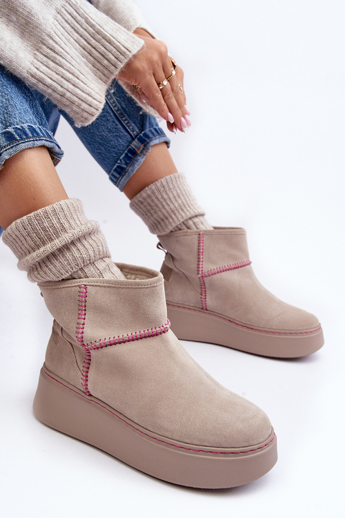 Dámské semišové sněhule Maciejka 06257-22 světle béžové