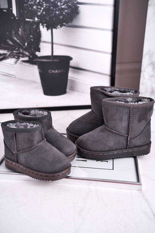 Dětské Teplé Sněhule Semišové Šedé Gooby