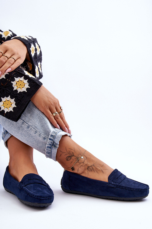 Dámske semišové lenvie námorné mokasy