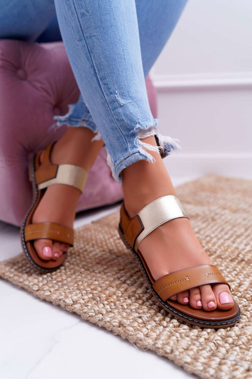 Dámské Sandály Ploché Sergio Leone SK014 Camel Agrina