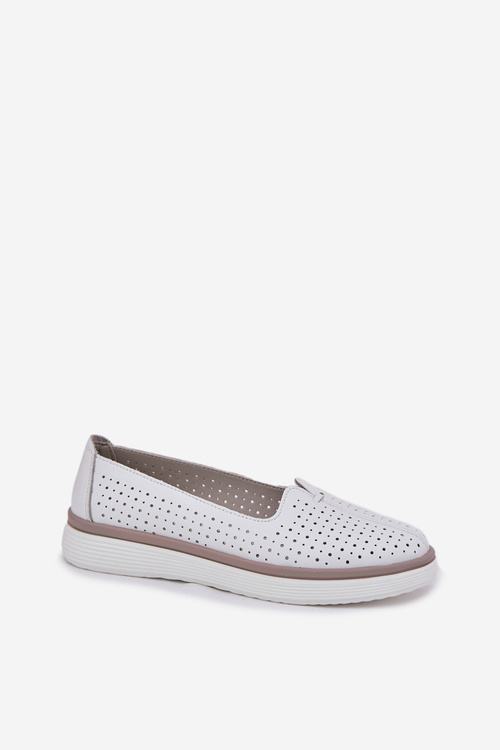 Kožené Dámské Polobotky Bílé Liaruna