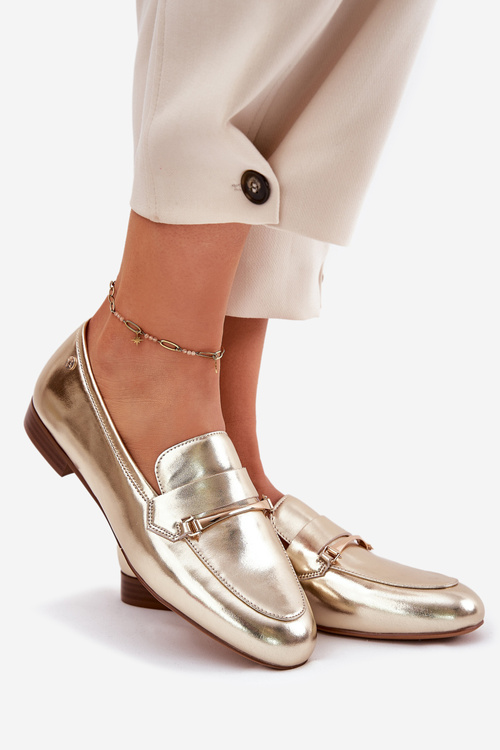 Kožené Polobotky Mokasíny Dámske Maciejka K6809-25 Zlaté