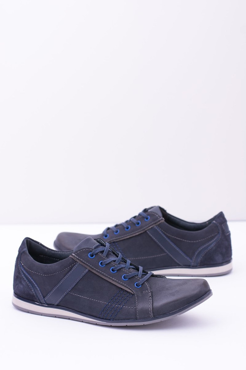 Pánské kožené tmavě modré boty Polobotky Denali