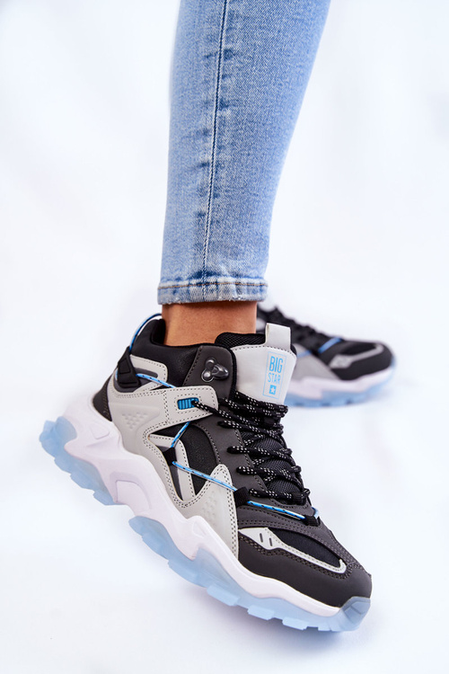 Dámská sportovní obuv na masivní platformě Big Star KK274386 Černo-šedá