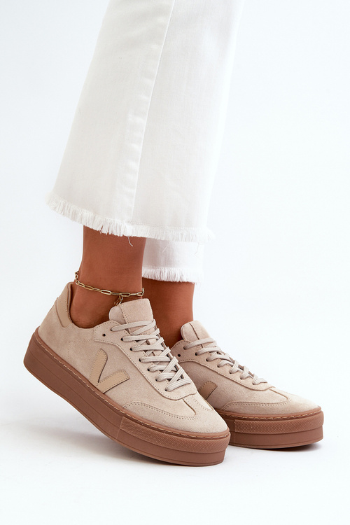 Zazoo N1100S2 Dámske semišové tenisky na platforme béžové