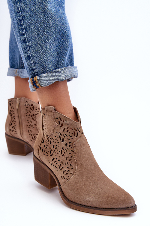 Cowboy Openwork topánky D & A SN622-21 Dark Béžová