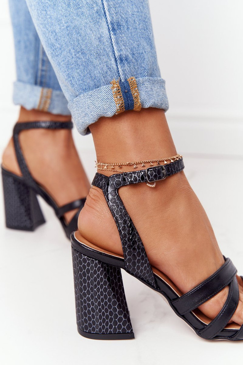 Kožené Sandály Na Vysokém Podpatku černé Visconi 4400476