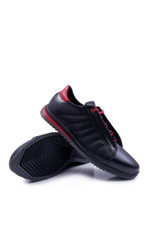 Pánské Polobotky Bednarek Sportovní Kožené Boty Černé Geos