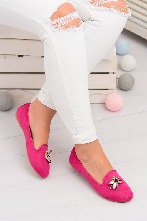 Ženské semišové lordy Fuksja ballerinas