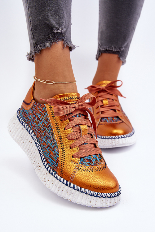 Kožené dámské sportovní boty Maciejka 06327-18 Oranžové