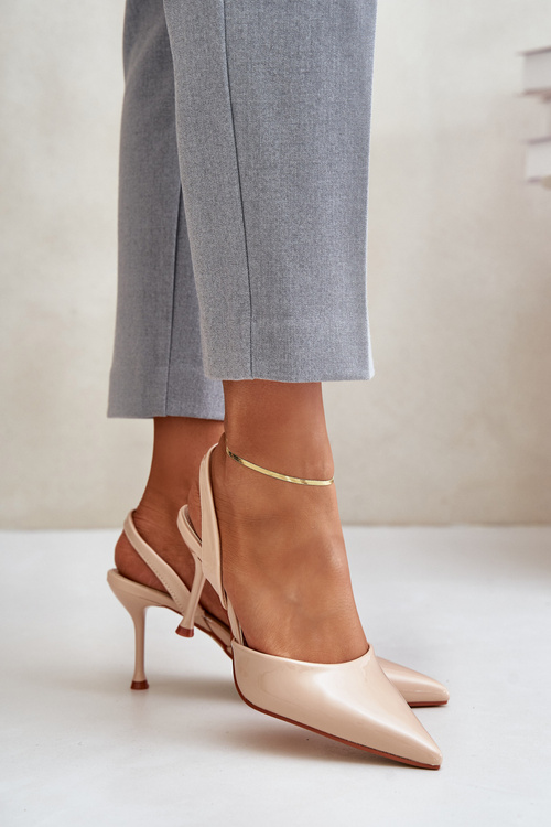 Lakované Lodičky S Otevřenou Patou Béžové Emmizola