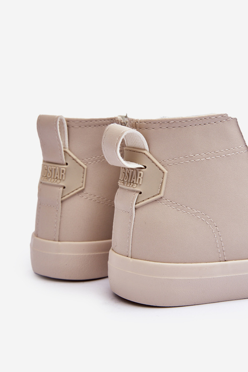 Dětské Ocieplené Tenisky Na Zip Big Star MM374012 Světle Béžové