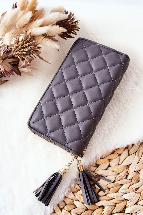 Velká Prošívaná Peněženka Se Zipy Šedý