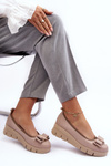 Kožené baleríny na plošine s dekoráciou Beige Lewski 3384