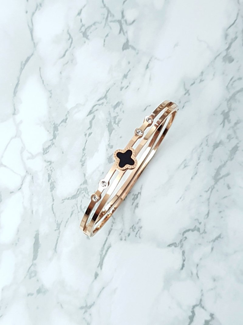 Dámsky oceľový náramok so štyrmi zirkónmi Pink Gold Avior