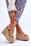 Módne klinové sandále s béžou Braid Nessia