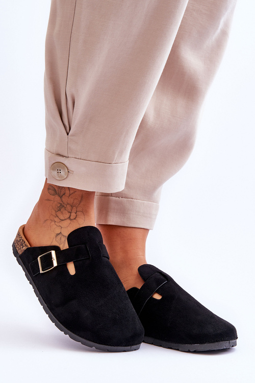 Semišové Sandály Na Korkové Platformě Černá Vellma