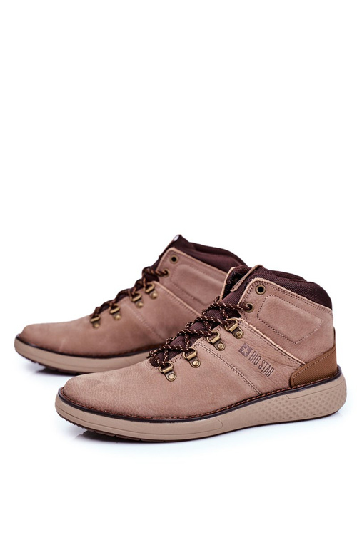 Pánske kožené topánky Trekking veľká hviezda hnedá GG174492