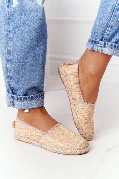 Espadrilles na slamenej podrážke lu boo beige