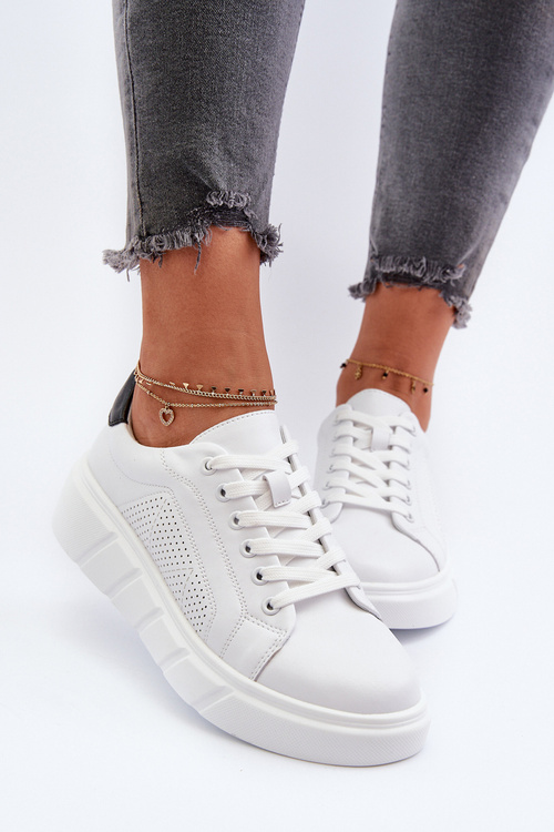 Dámske bielé kožené tenisky na platforme Gatira