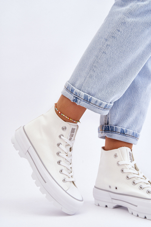 Vysoký Látkové tenisky na platformě Big Star LL274156 Bílá