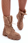 Suede Lace -up Boots Workers s kožušinou tma