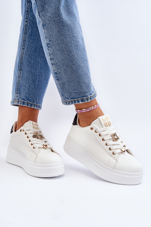 Dámské boty na platformě s ozdobami bílé Herbisa