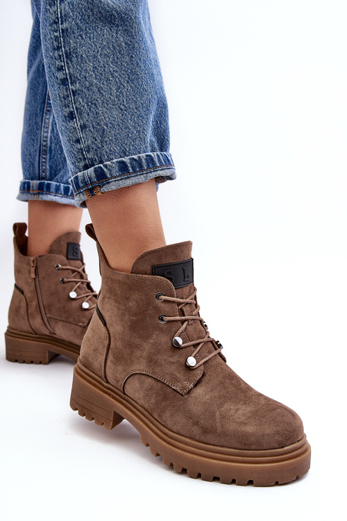 Dámské Nízké Botky Ocílené Na Zip Tmavě Béžové Cameronia