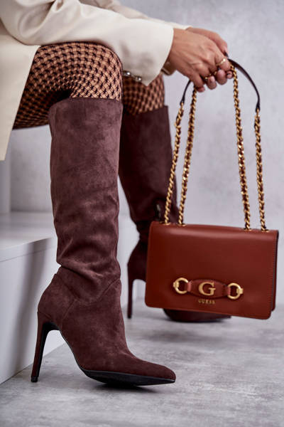 Klasické Semišové černé Boty Na Hnědý Ameya