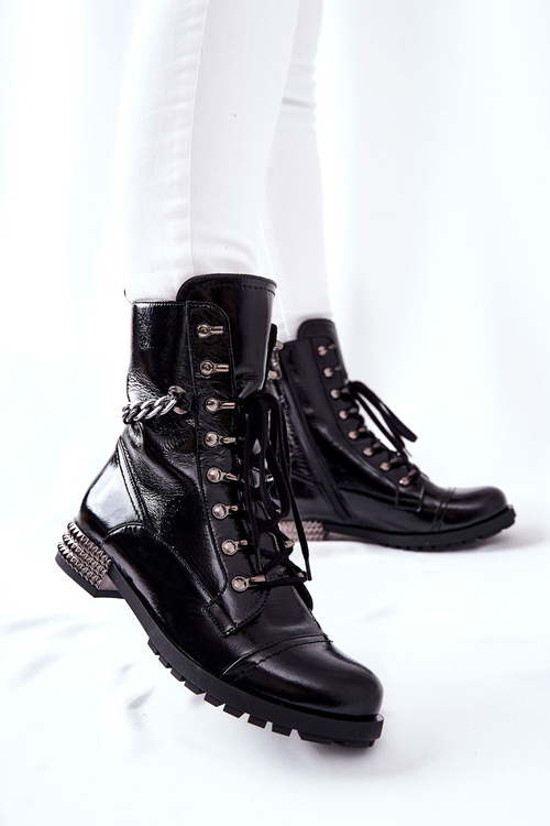 Kožené topánky Laura Messi čierna 2209