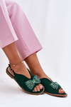 Dámské Sandály S Mašlí Na Plochém Podpatku S.Barski KV51-014 Zelené
