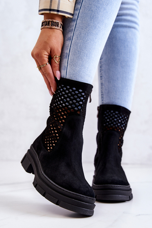 Kožené boty Workers Nicole Černá 2711