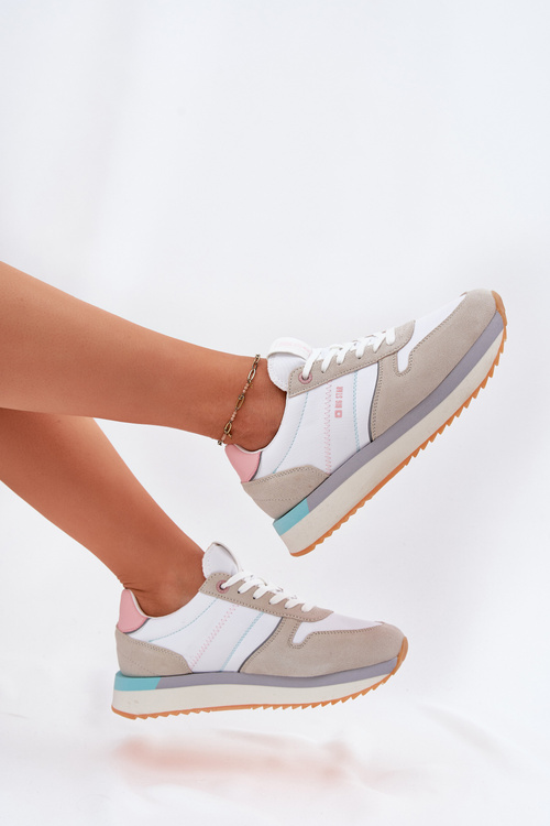 Semišové Dámské Tenisky Big Star RR274A047 HI-POLY SYSTEM Béžovo-Bílé