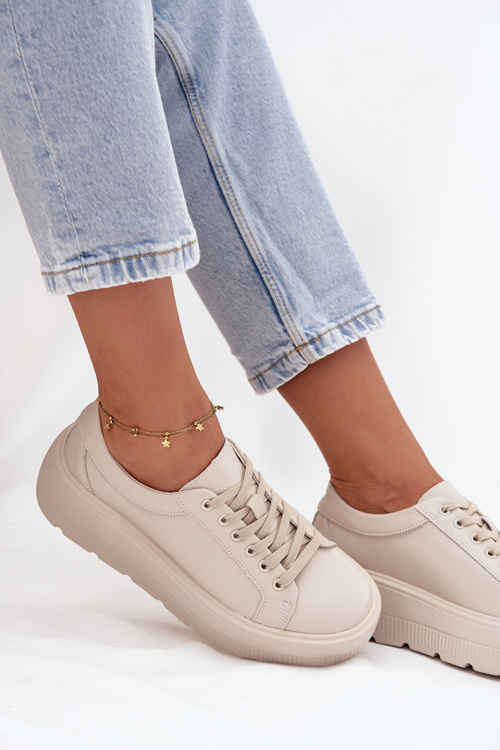 Kožené tenisky na masívnej platforme béžové Sylvessa