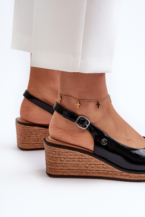 Dámske lakové sandále na platforme Sergio Leone SK301 Čierne