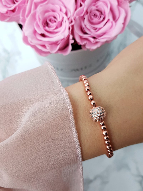 Dámsky náramok vyrobený z korálkových kúziel Pink Gold Atria