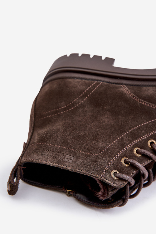 Semišové Zateplené Kotníkové Boty Na Zip Big Star OO174229 Hnědé