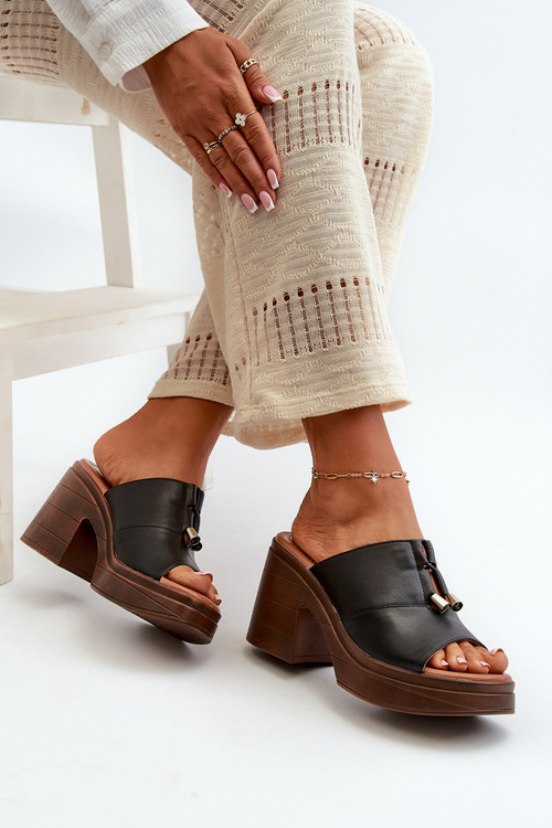 Dámské sandály z eko kůže na platformě a klínu černé Dafira