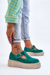 Módne semišové topánky na masívnej platforme Zielone Colson